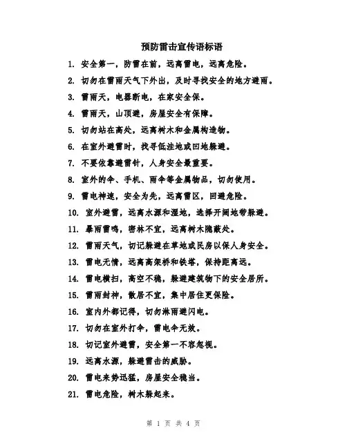 预防雷击宣传语标语