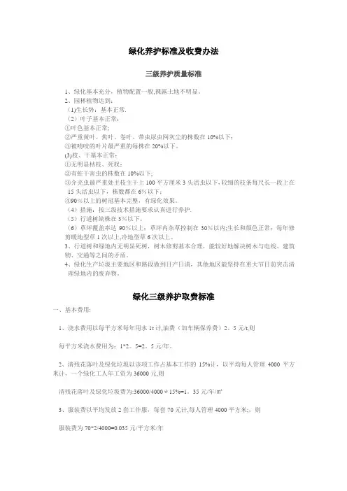 绿化养护取费标准