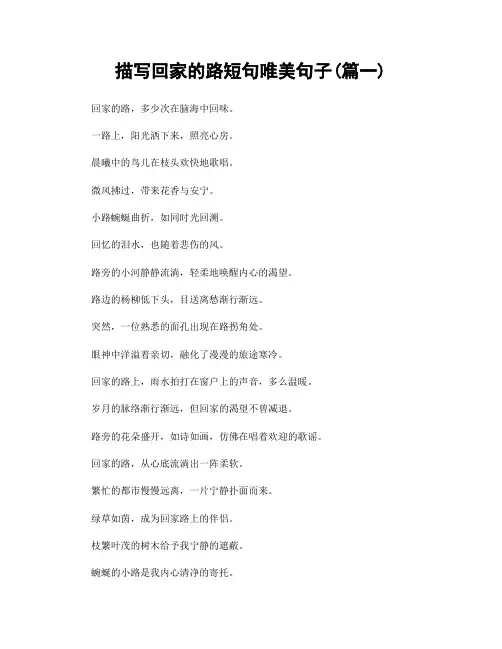 描写回家的路短句唯美句子(精选2篇)