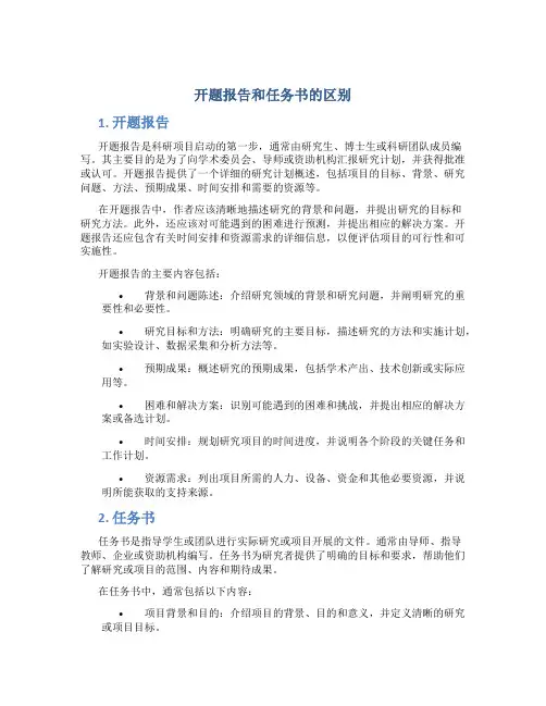 开题报告和任务书的区别