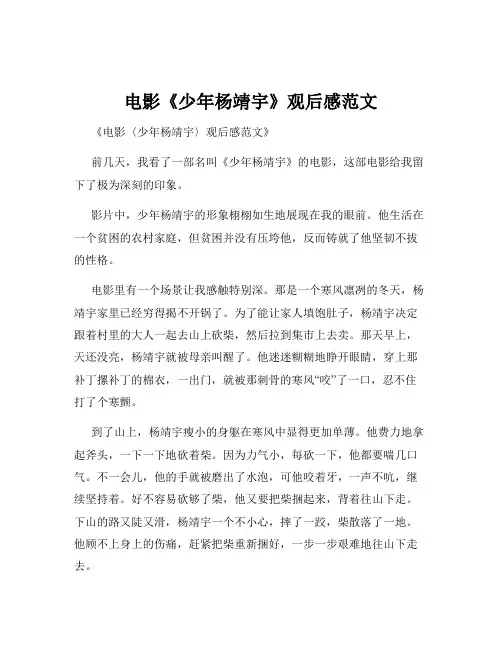 电影《少年杨靖宇》观后感范文