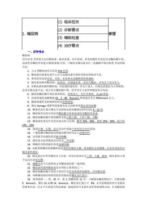 内分泌科 1. 糖尿病