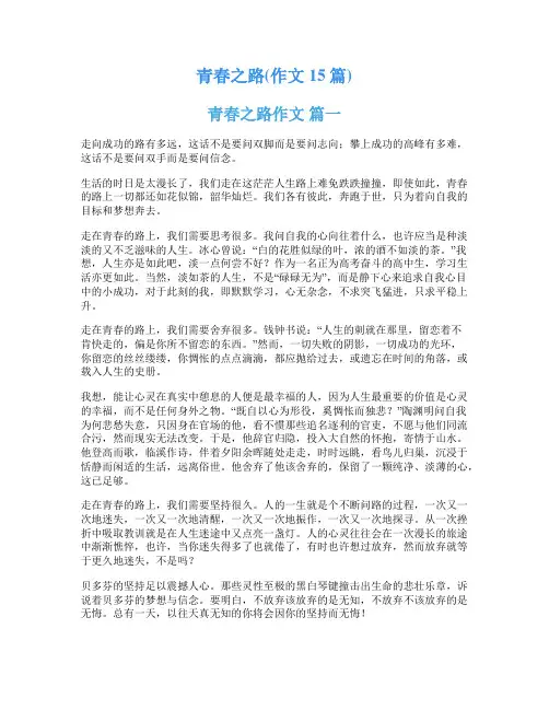 青春之路(作文15篇)