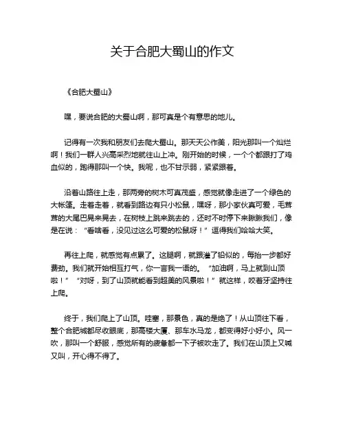 关于合肥大蜀山的作文