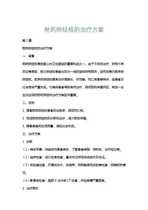 耐药肺结核的治疗方案