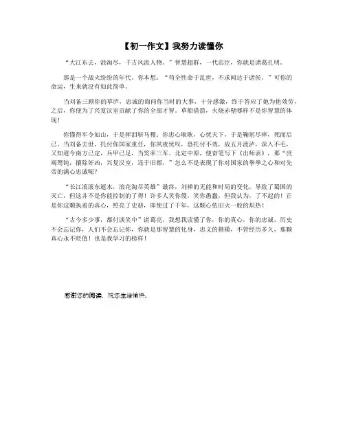 【初一作文】我努力读懂你