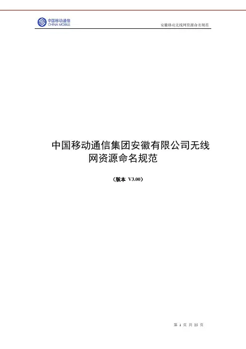 安徽有限公司无线网资源命名规范V3.00