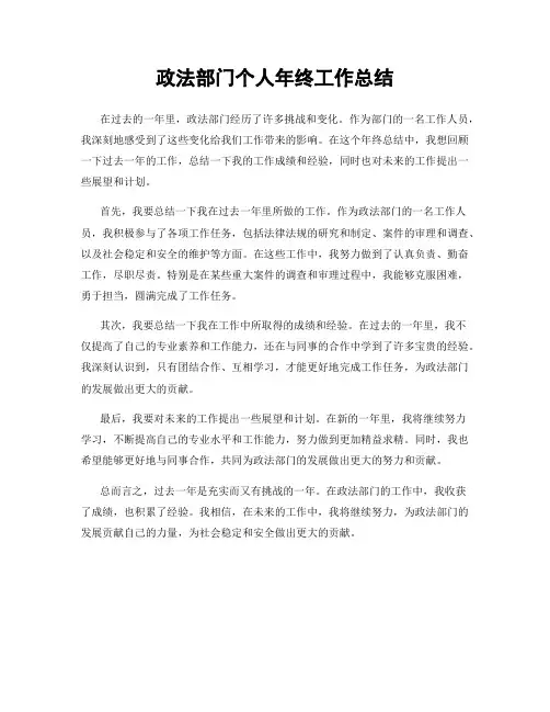 政法部门个人年终工作总结