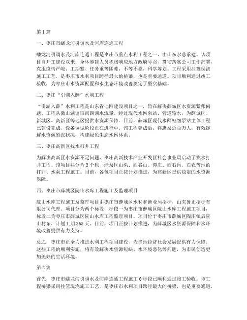 正在施工的枣庄水利工程(3篇)