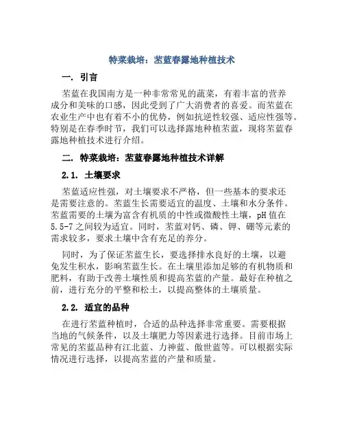 特菜栽培：苤蓝春露地种植技术