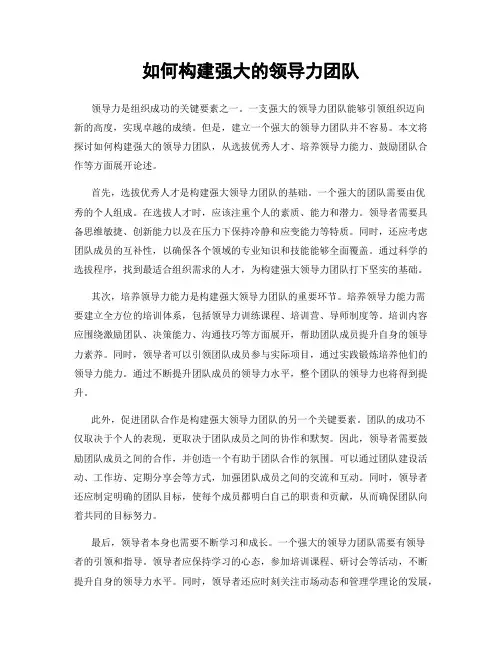 如何构建强大的领导力团队