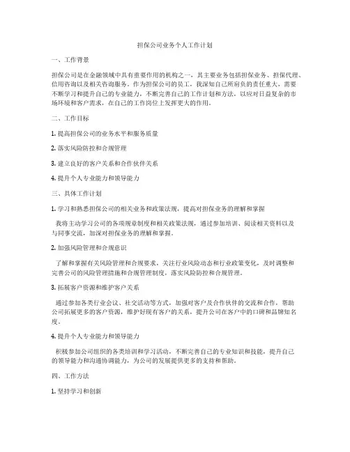 担保公司业务个人工作计划