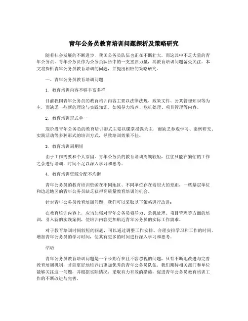 青年公务员教育培训问题探析及策略研究