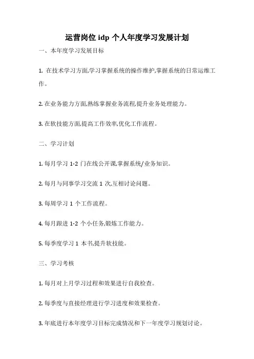 运营岗位idp个人年度学习发展计划