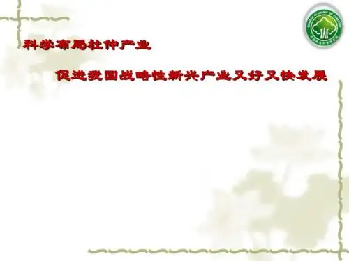 科学布局杜仲产业-促进我国战略性新兴产业又好又快发展 54页PPT文档