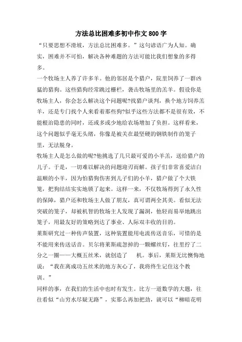 办法总比困难多初中作文800字