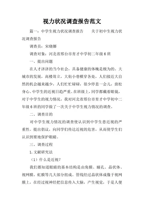 视力状况调查报告范文
