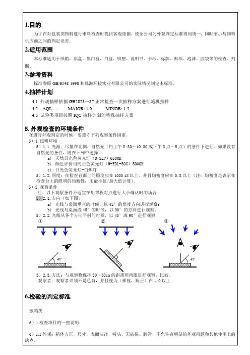 包装类物料来料检查标准