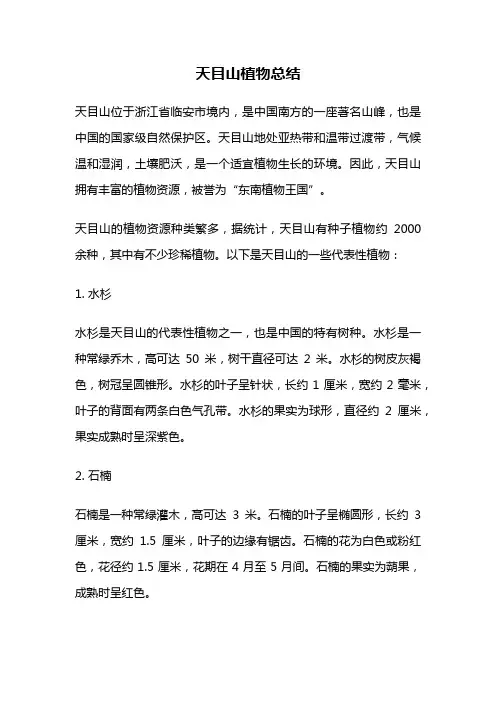 天目山植物总结