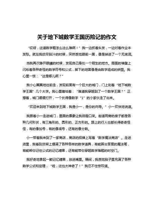 关于地下城数学王国历险记的作文
