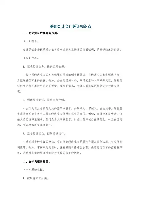 基础会计会计凭证知识点