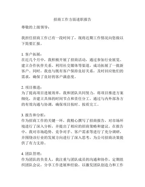 招商工作方面述职报告