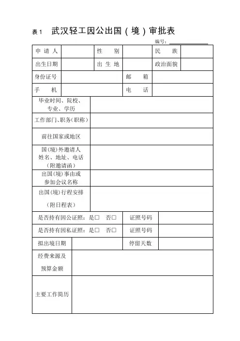 因公出国(境)审批表