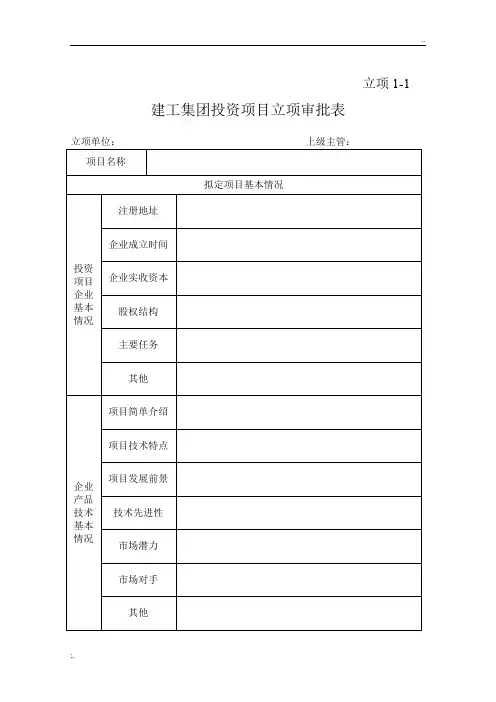 建工集团投资项目立项审批表