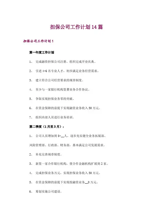 担保公司工作计划14篇