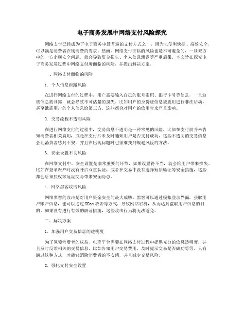 电子商务发展中网络支付风险探究
