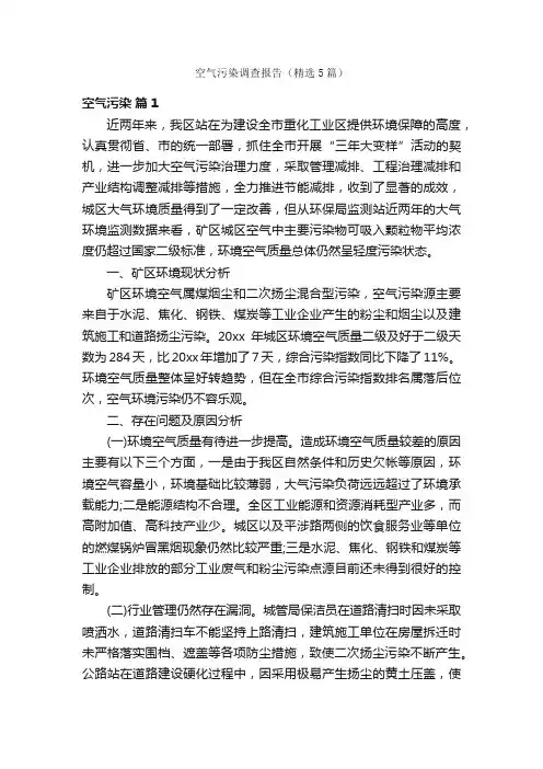 空气污染调查报告（精选5篇）