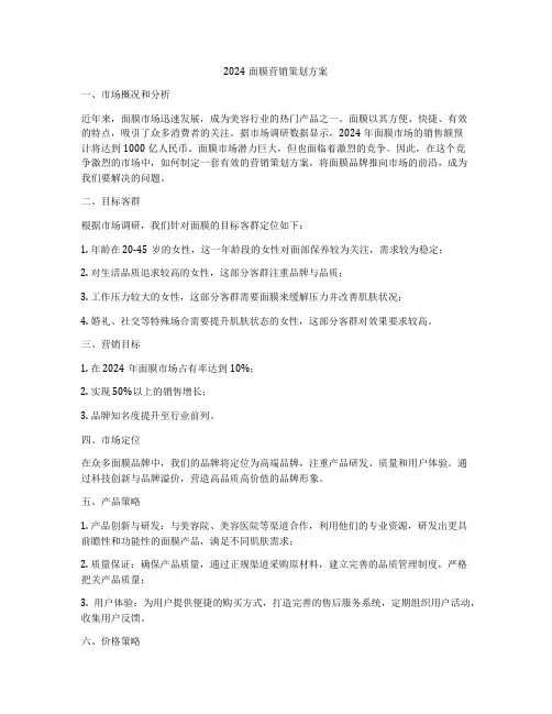 2024面膜营销策划方案