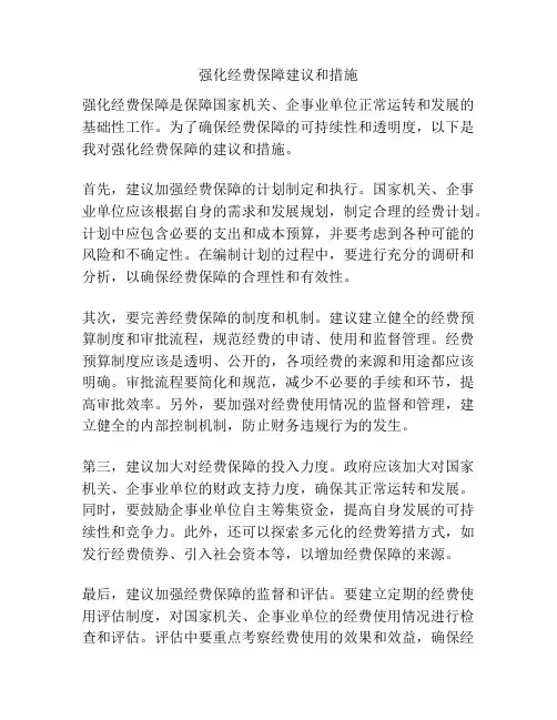 强化经费保障建议和措施