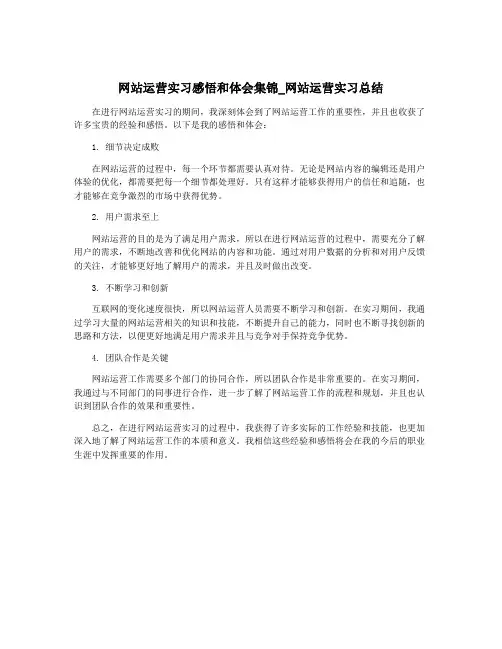 网站运营实习感悟和体会集锦_网站运营实习总结