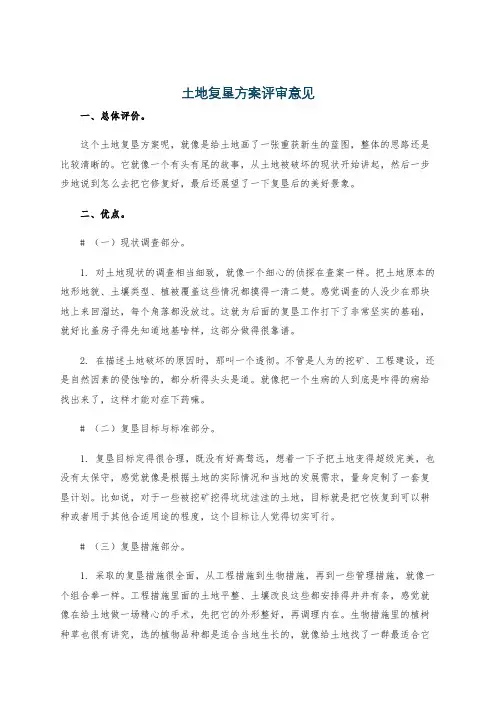 土地复垦方案评审意见