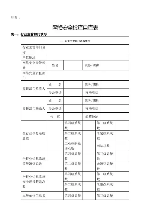 网络安全检查自查表
