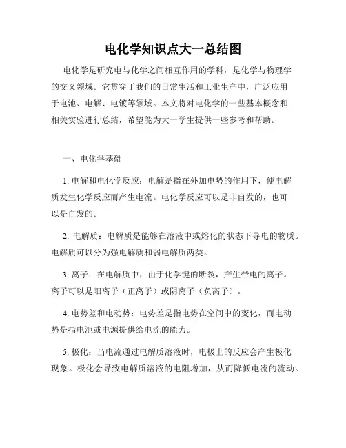 电化学知识点大一总结图