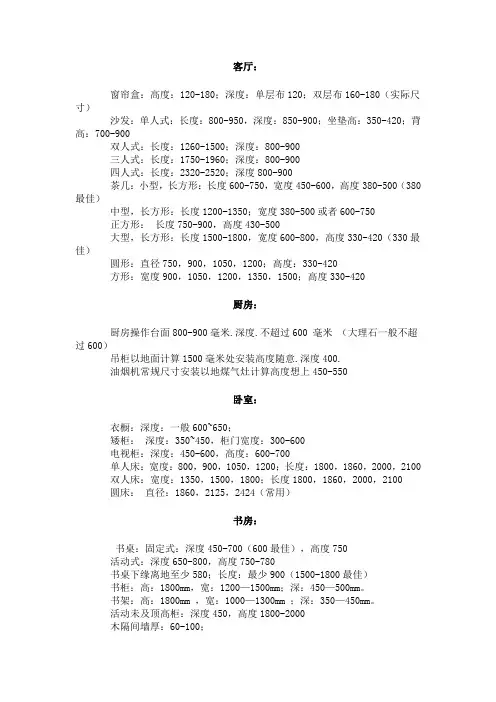 家具通用尺寸大全