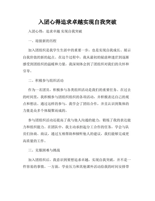入团心得追求卓越实现自我突破