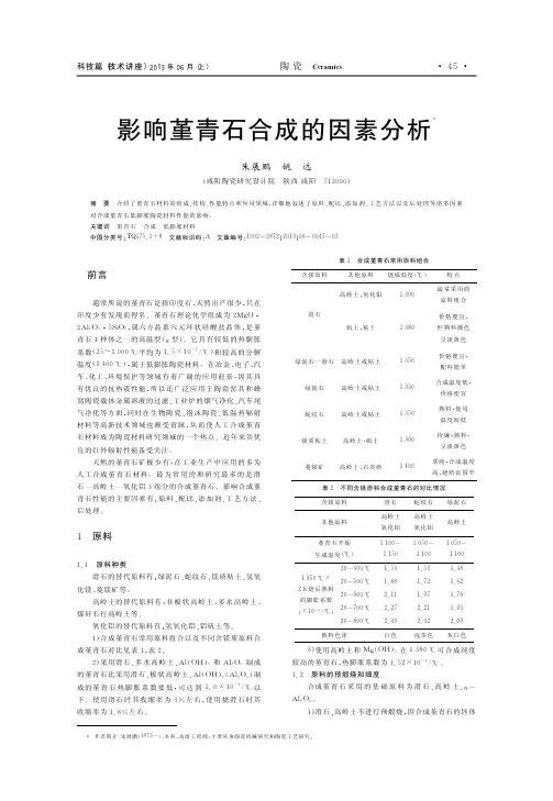 影响堇青石合成的因素分析