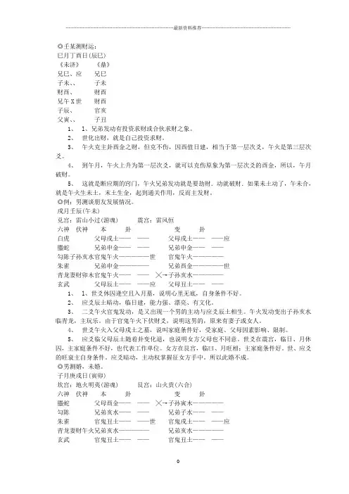 曲炜六爻讲义秘籍卦例卦例收集精编版