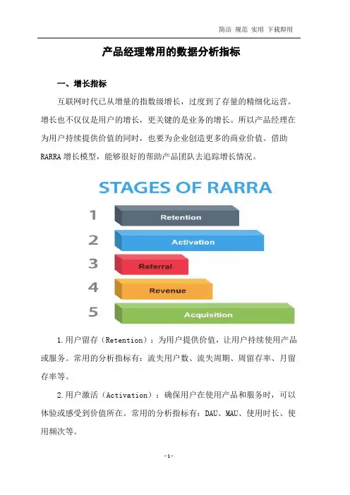 产品经理常用的数据分析指标