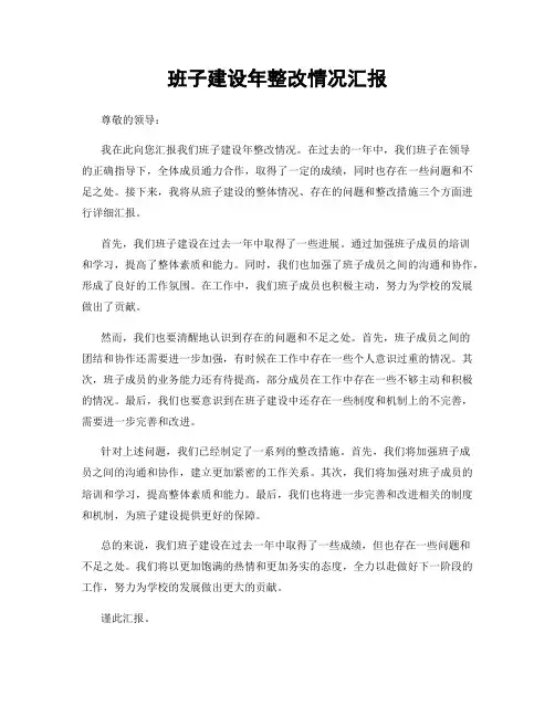 班子建设年整改情况汇报