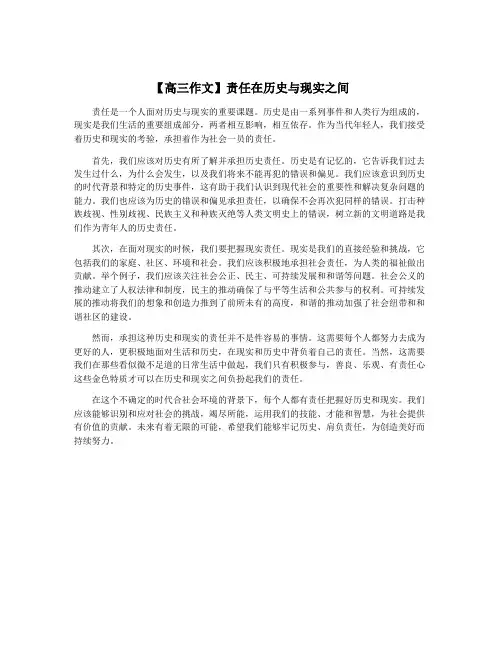 【高三作文】责任在历史与现实之间