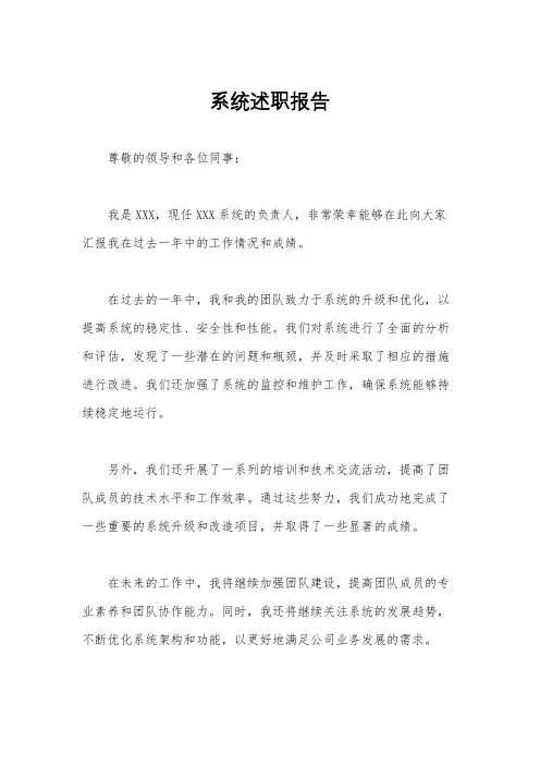 系统述职报告