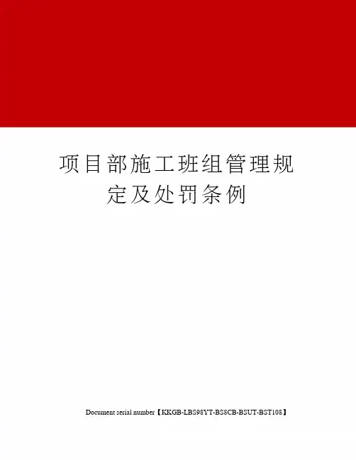 项目部施工班组管理规定及处罚条例