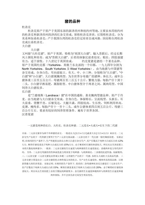 猪的品种