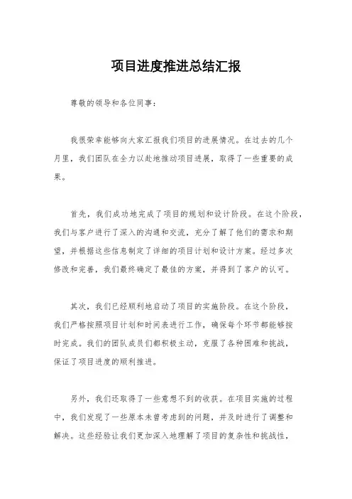 项目进度推进总结汇报