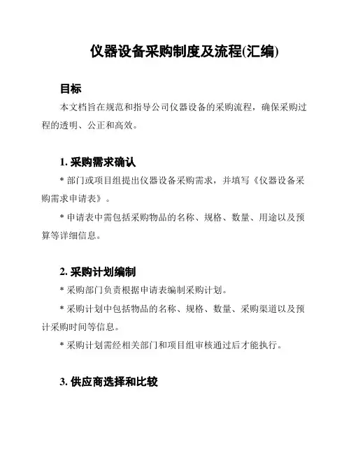 仪器设备采购制度及流程(汇编)