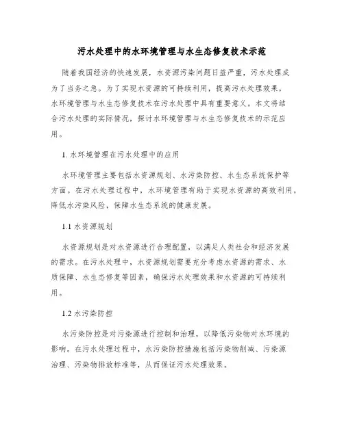 污水处理中的水环境管理与水生态修复技术示范